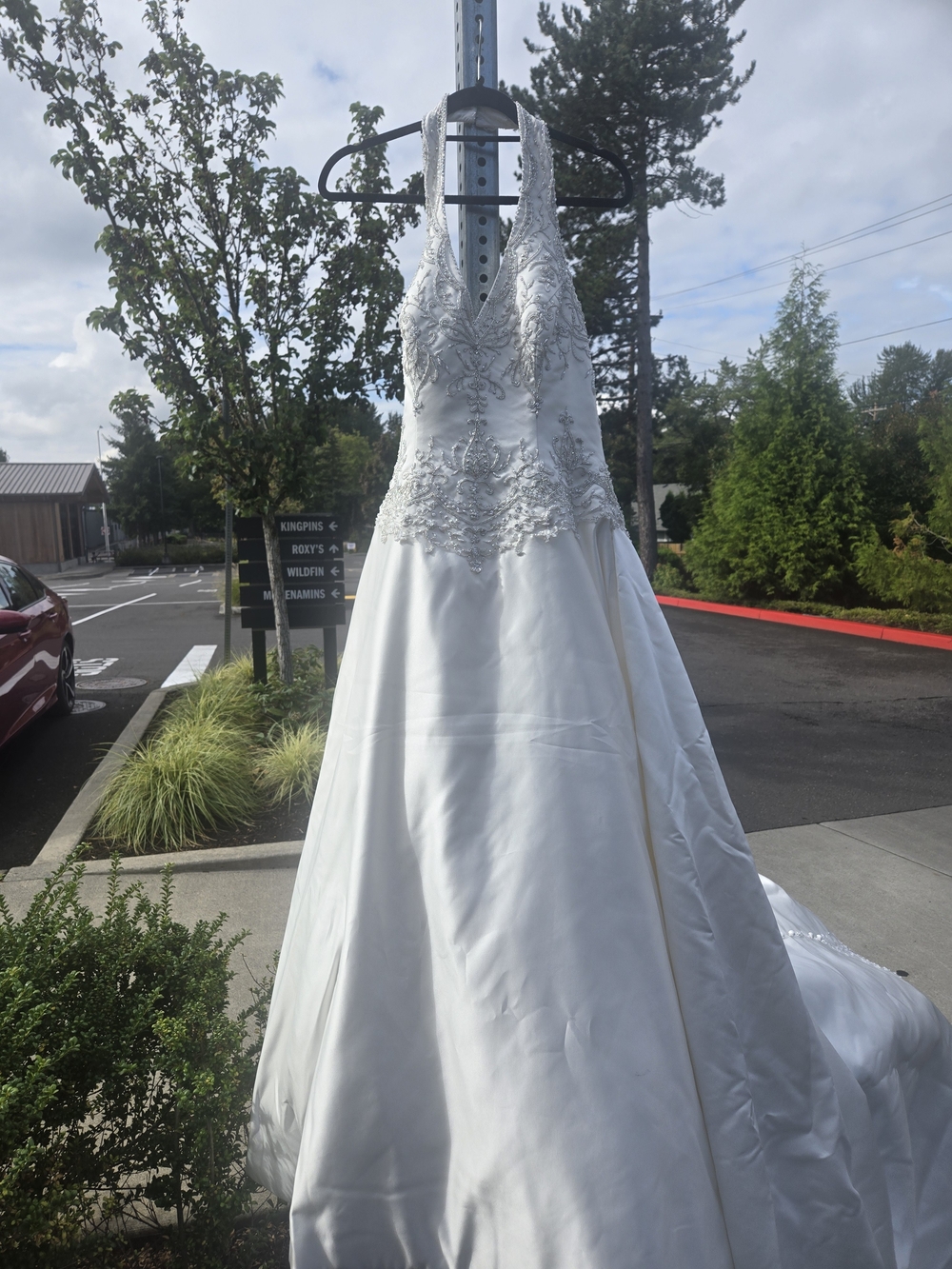 Allure Bridal Halter Top Elegant White Wedding Dress with Beaded Bodice